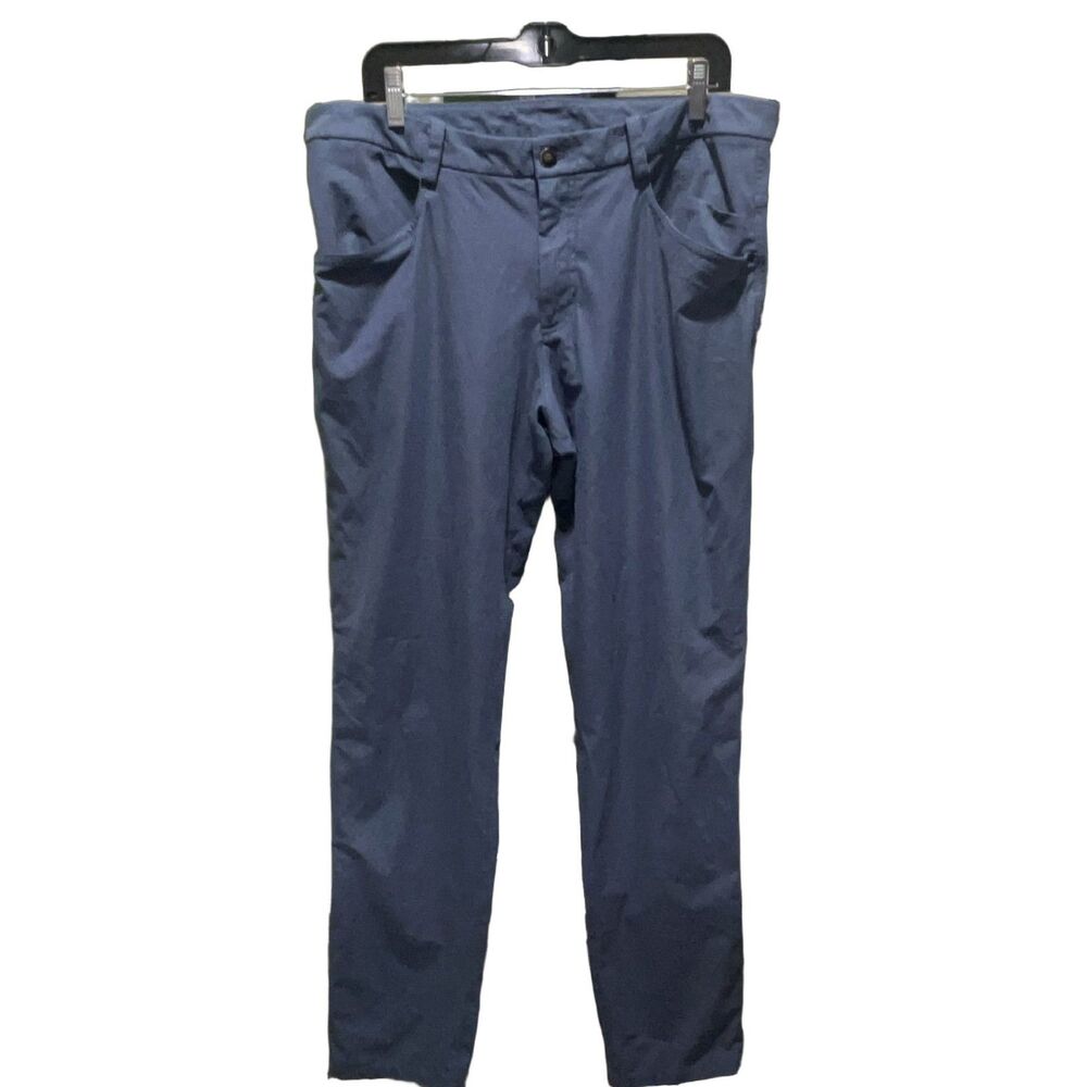 lululemon Men's Pants 38 Blue Flat Front Tapered Leg Pockets Business Casual